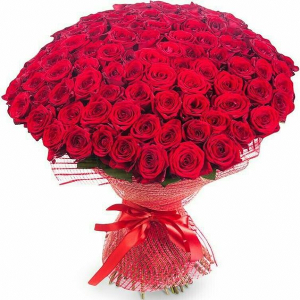 101 Red Roses Bouquet Resim 1